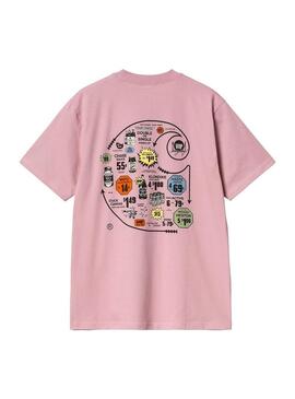 Camiseta Hombre Carhartt WIP Catalogue Logo Rosa