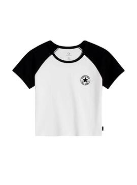 Camiseta Mujer Converse Raglan Blanca Negra