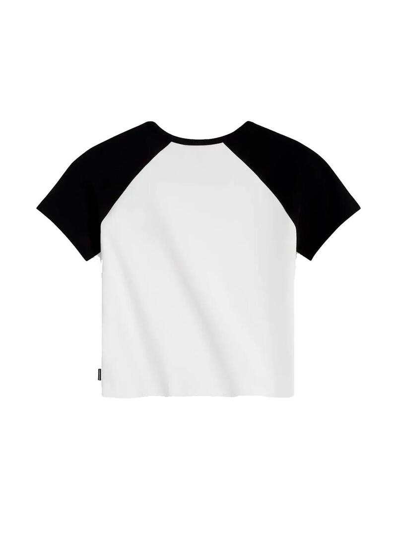 Camiseta Mujer Converse Raglan Blanca Negra