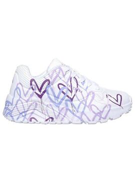 Zapatilla Niña Skechers Uno Lite Corazones Lila