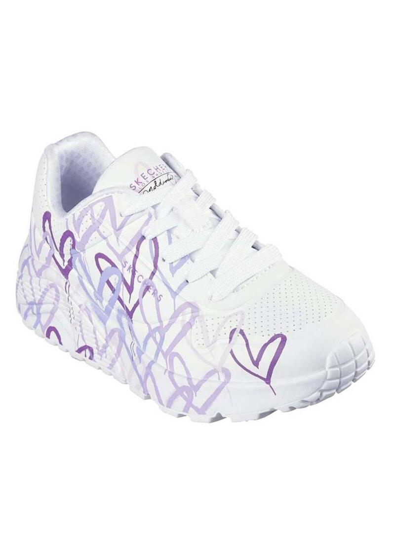 Zapatilla Niña Skechers Uno Lite Corazones Lila