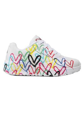 Zapatilla Skechers Uno lite corazones