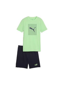 Conjunto Junior Puma Ess Logo Lab Verde/Marino