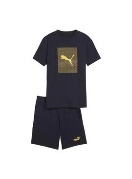 Conjunto Niño Puma Ess Logo Marino