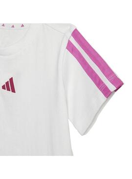 Conjunto Baby adidas 3S T-Set Blanco Fucsia