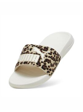 Chancla Mujer Puma Popcat Blanca print