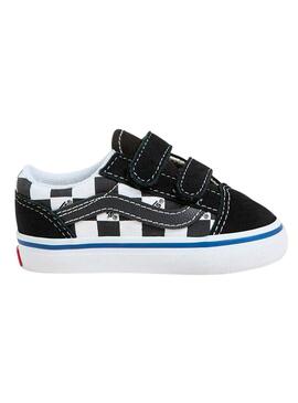 Zapatilla Baby Vans Old Skool V Logo Check Negro