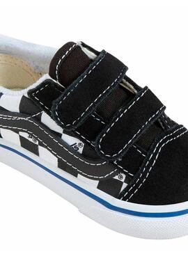 Zapatilla Baby Vans Old Skool V Logo Check Negro