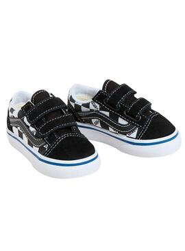 Zapatilla Baby Vans Old Skool V Logo Check Negro