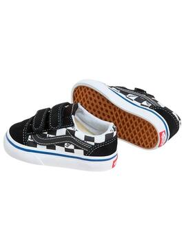 Zapatilla Baby Vans Old Skool V Logo Check Negro