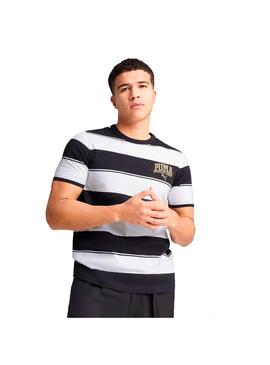 Camiseta Hombre Puma Class Stripe Marino Blanco
