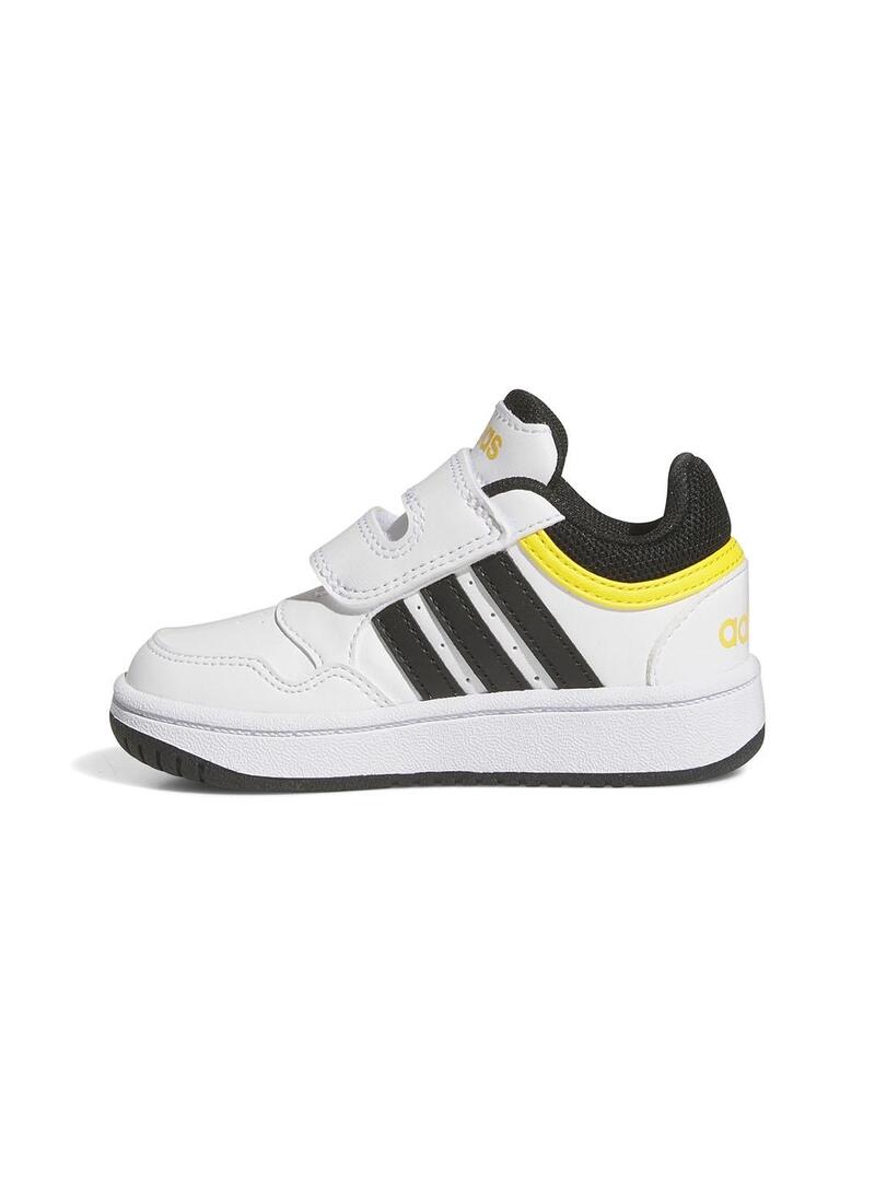 Zapatilla Niño/a adidas Hoop Blanca Negra Amarilla