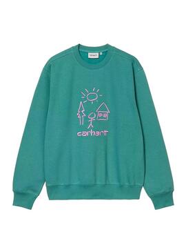 Sudadera Hombre Carhartt WIP Masterpiece Verde Rosa