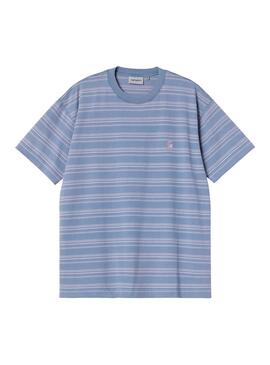 Camiseta Hombre Carhartt WIP Brodine Azul Rayas