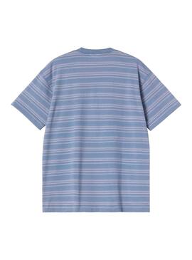 Camiseta Hombre Carhartt WIP Brodine Azul Rayas