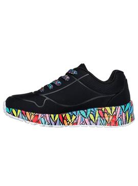 Zapatilla Niña Skechers Uno Negro Colorines