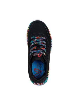 Zapatilla Niña Skechers Uno Negro Colorines