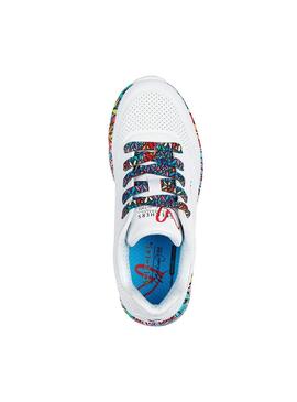 Zapatilla Niña Skechers Uno Blanco Colorines