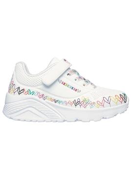 Zapatilla Niña Skechers Uno Blanco Corazones