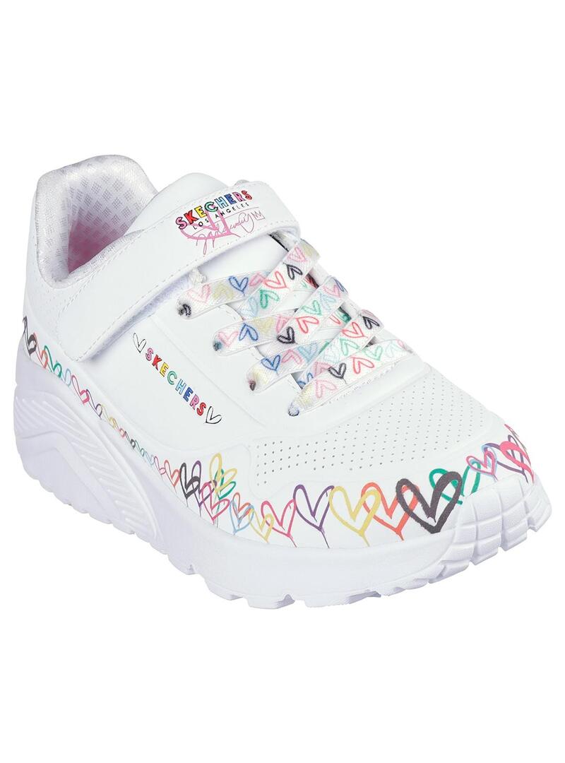 Zapatilla Niña Skechers Uno Blanco Corazones