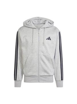 Sudadera Hombre adidas 3 Stripes Gris/Negro