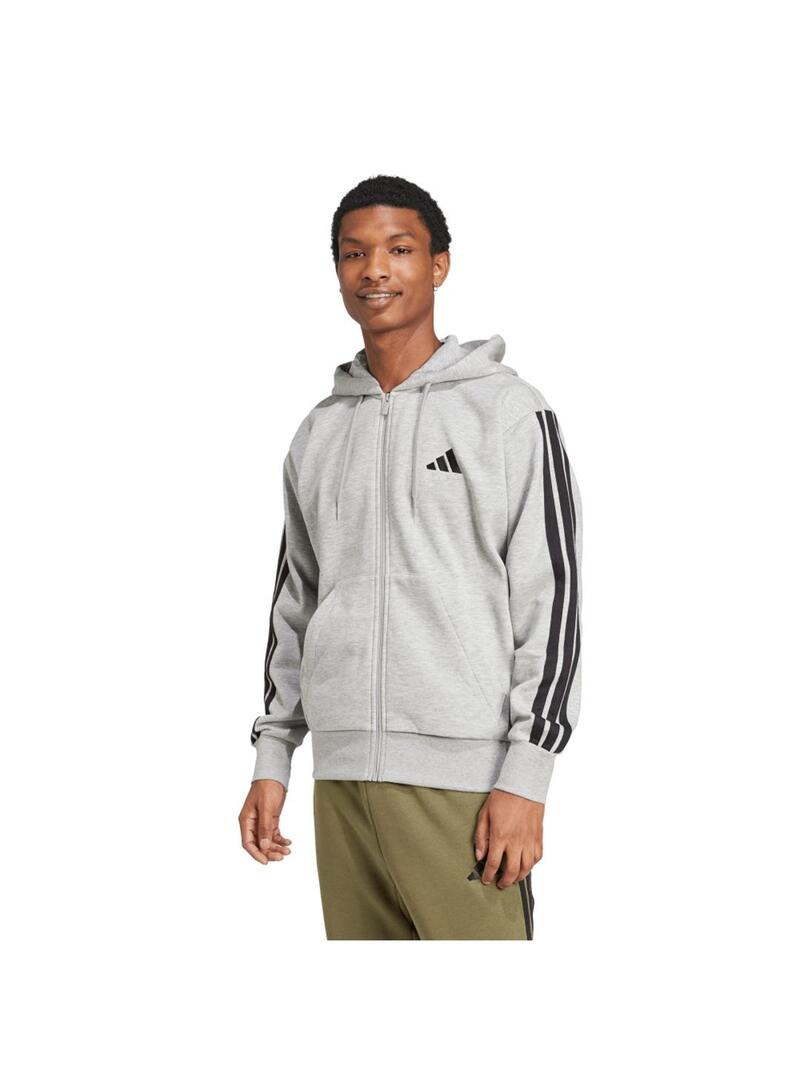 Sudadera Hombre adidas 3 Stripes Gris/Negro