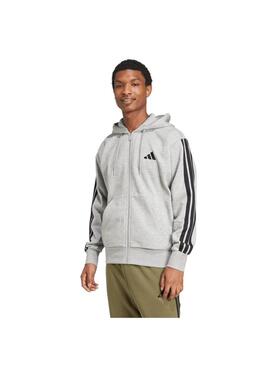 Sudadera Hombre adidas 3 Stripes Gris/Negro