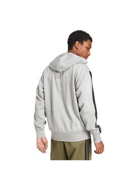 Sudadera Hombre adidas 3 Stripes Gris/Negro