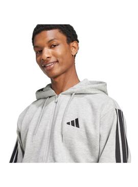 Sudadera Hombre adidas 3 Stripes Gris/Negro