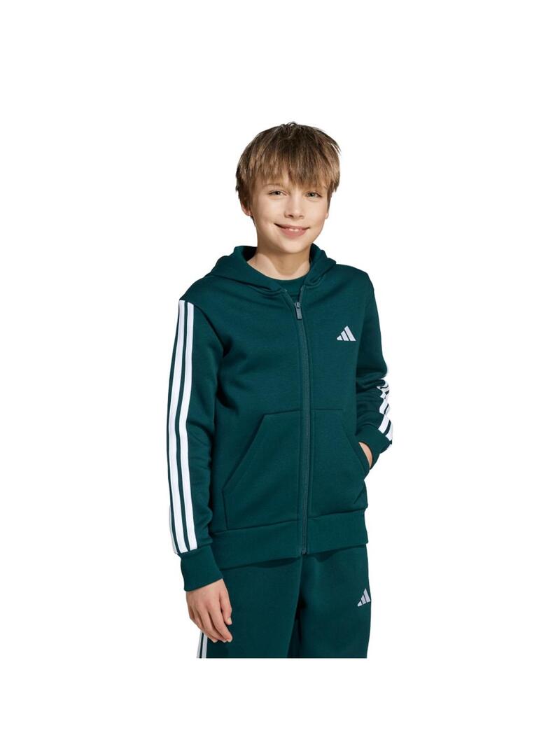 Sudadera Junior adidas 3 Stripes Verde.