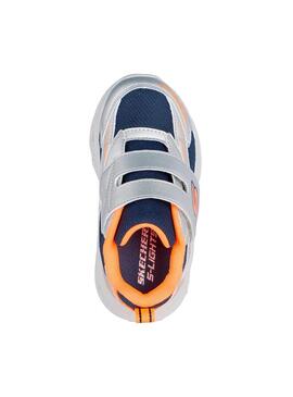 Zapatilla Niño Skechers Me Plata Naranja Marino