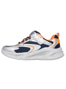 Zapatilla Niño Skechers Me Plata Naranja Marino