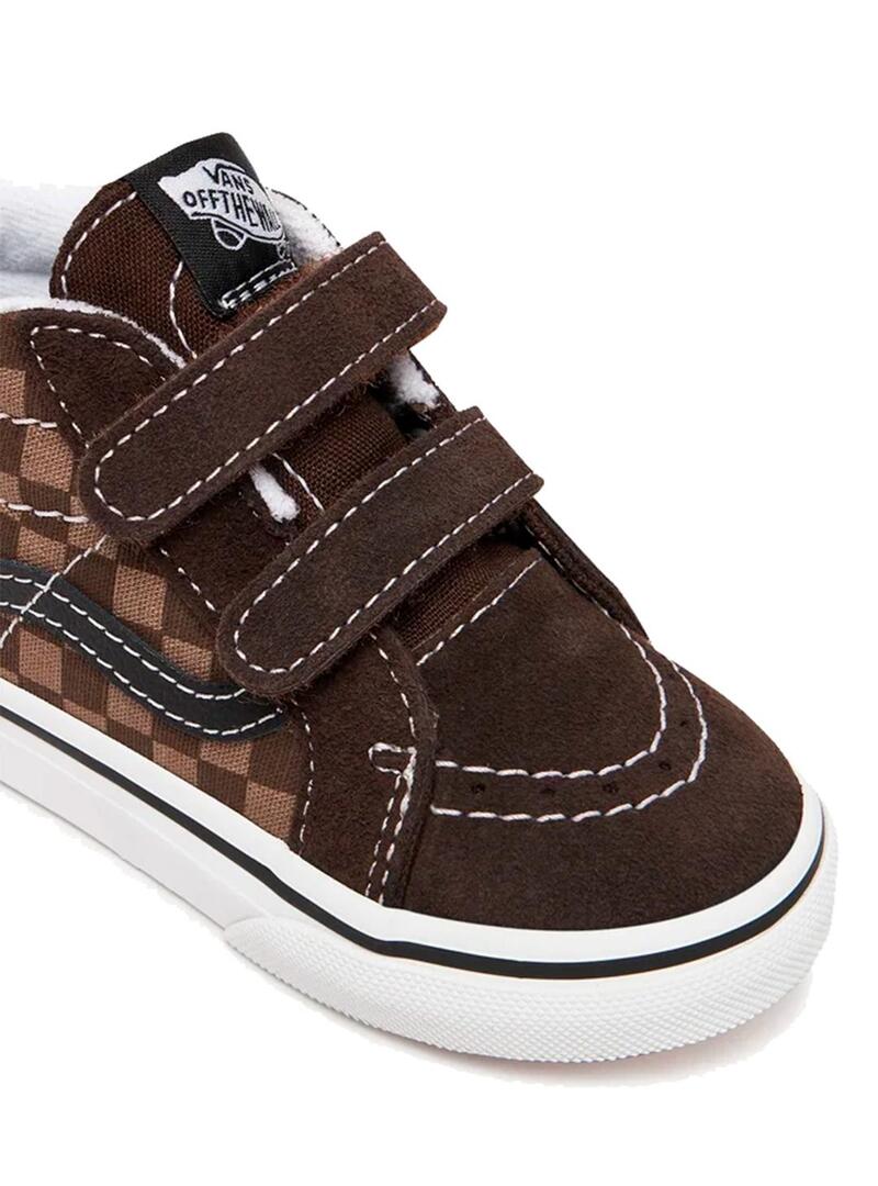Zapatilla Niño/a Vans Sk8-Mid Cuadros Marron