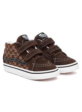 Zapatilla Niño/a Vans Sk8-Mid Cuadros Marron