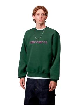 Sudadera Hombre Carhartt WIP Sweat Verde Rosa