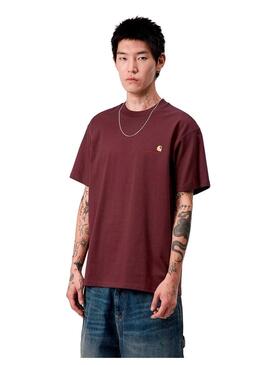 Camiseta Hombre Carhartt WIP American Script Granate