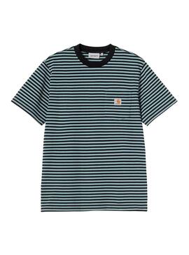 Camiseta Hombre Carhartt WIP Verne Pocket Rayas Verde