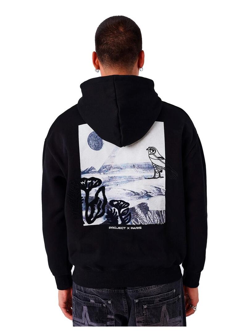 Sudadera Hombre Project X Paris Halcon Egipcio Negra