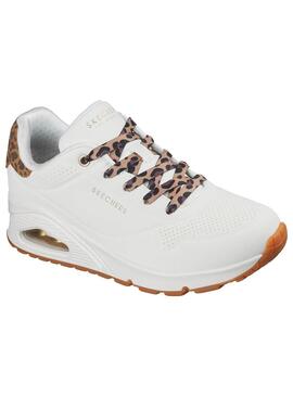 Zapatilla Mujer Skechers Uno Blanca Print