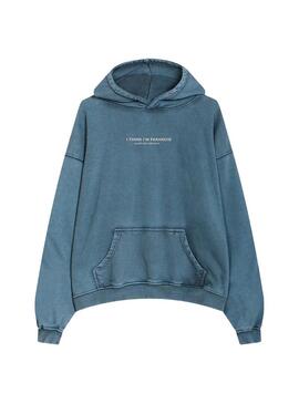 Sudadera Hombre Kaotiko Washed I´m Paranoid Azul