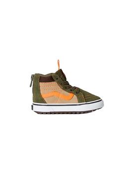 Zapatilla Baby Vans Sk8-Hi Zip MTE Verde Naranja