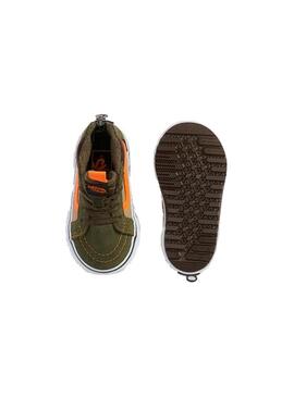 Zapatilla Baby Vans Sk8-Hi Zip MTE Verde Naranja
