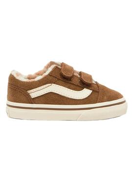 Zapatilla Baby Vans Old Skool V Cozy Marrón Beige