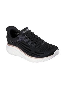 Zapatilla Mujer Skechers Bobs Squad Slip Negro/Dor