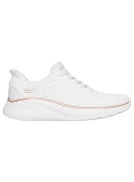 Zapatilla Mujer Skechers Bobs Squad Slip Blanco/Do