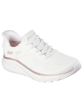 Zapatilla Mujer Skechers Bobs Squad Slip Blanco/Do