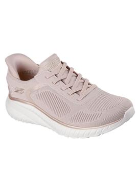 Zapatilla Mujer Skechers Bobs Squad Slip Rosa