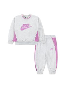 Chandal Niño/a Nike Ft Color Blocked Gris Rosa