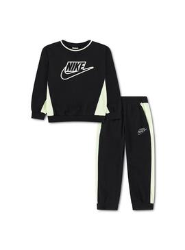Chandal Niño/a Nike Ft Color Blocked Negro Fluor