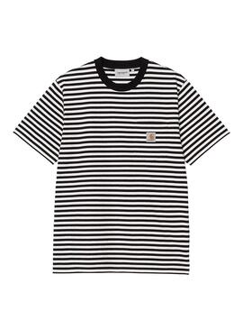 Camiseta Hombre Carhartt WIP Ezra Pocket Rayas Negra